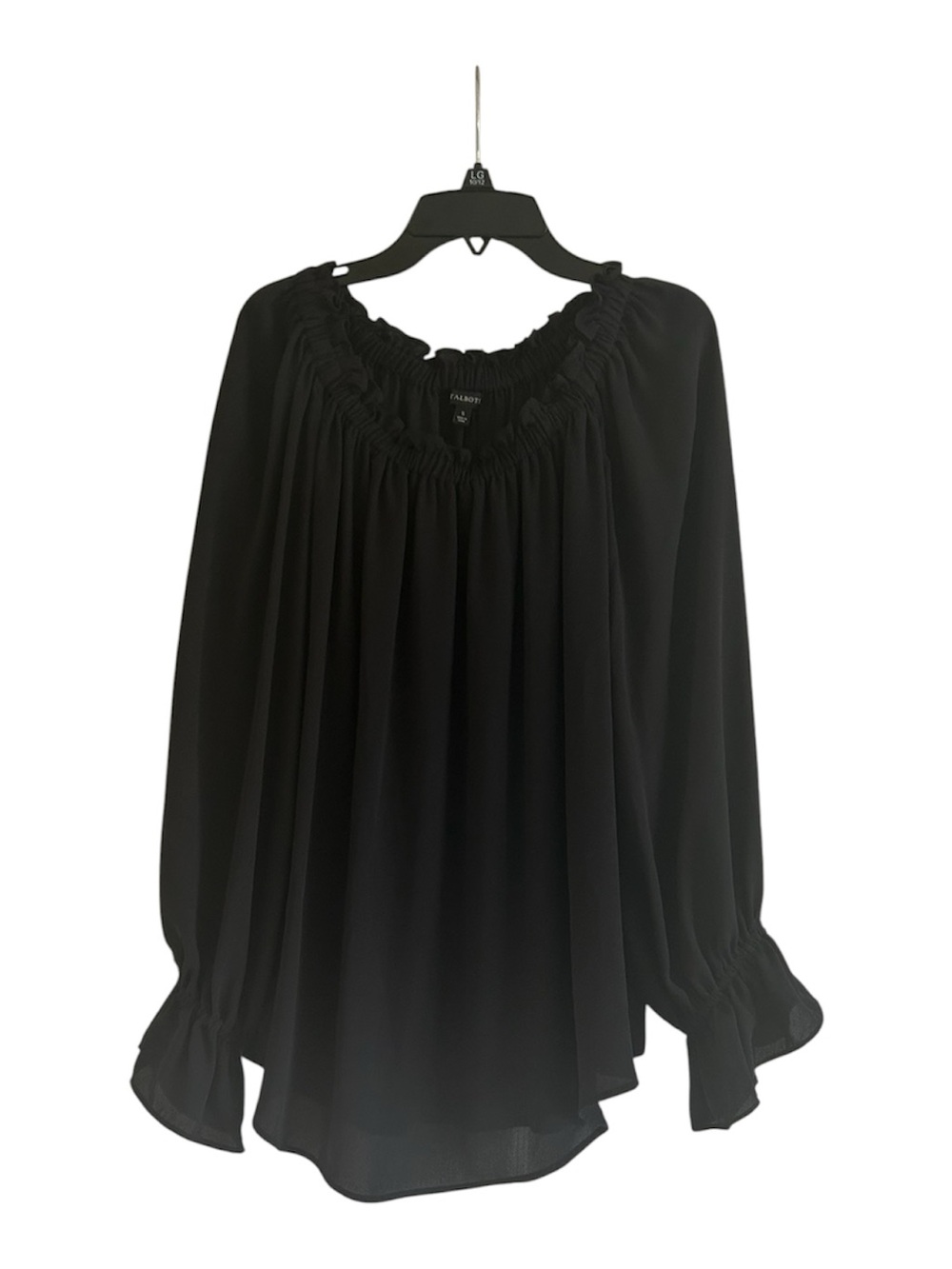 Talbots Ruffled Black Size Small Long Sleeve Peasant Blouse